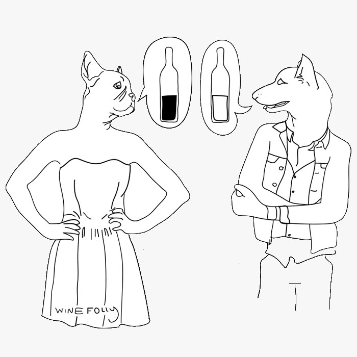 bulldog-and-corgi-talking-wine-hipster-illustration